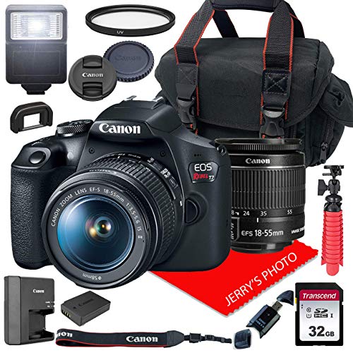 Canon EOS Rebel T7 DSLR Camera w/ 18-55mm F/3.5-5.6 is II Lens + Case + 32GB SD Card (15pc Bundle) (Renewed)