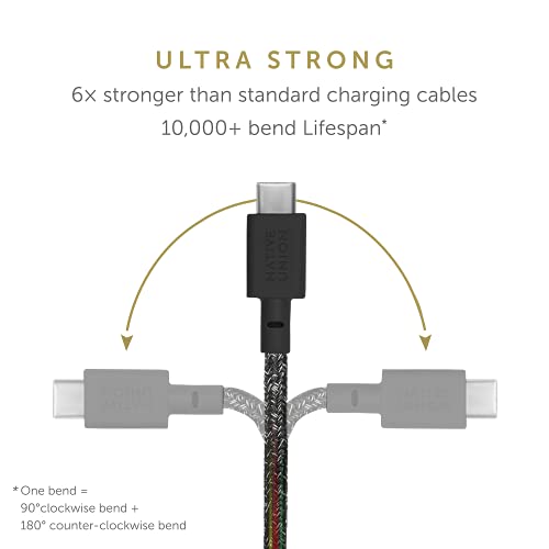 Native Union Type-C Belt Cable - USB-C to USB-C 4ft Ultra-Strong Charging Cable Compatible with iPad Pro 2018-21, iPad Air 5, Microsoft Surface Go 3, Google Pixel 6, Samsung Galaxy S22 (Cosmos)