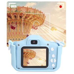 01 Kids Digital Camera, Playback Mini Puppy Pattern Continuous Shooting Children Video Digital Cameras, Toddlers Travel Use for Girls and Boys Birthday Gifts(Blue)