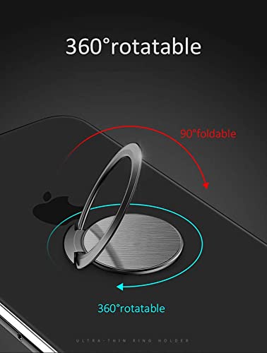 World's Slimmest Phone Ring Holder,Attom Tech Ultra Thin Cell Phone Ring Stand for Magnetic Car Mount Hook - Compatible for iPhone X 8 7 Plus 6S 6 5s 5 SE,Galaxy S8 S7 S6 Edge,Note 8 5 (Black)