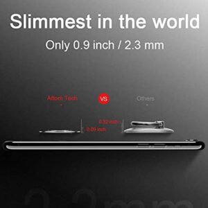 World's Slimmest Phone Ring Holder,Attom Tech Ultra Thin Cell Phone Ring Stand for Magnetic Car Mount Hook - Compatible for iPhone X 8 7 Plus 6S 6 5s 5 SE,Galaxy S8 S7 S6 Edge,Note 8 5 (Black)