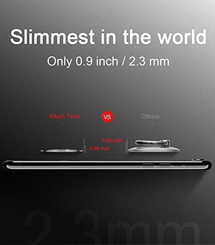 World's Slimmest Phone Ring Holder,Attom Tech Ultra Thin Cell Phone Ring Stand for Magnetic Car Mount Hook - Compatible for iPhone X 8 7 Plus 6S 6 5s 5 SE,Galaxy S8 S7 S6 Edge,Note 8 5 (Black)