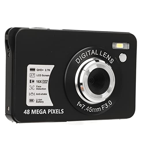 Digital Camera, 2.7K 48MP Display 16x Zoom USB Charging Digital Camera, Anti Shaking HD Camera with Fill Light, Face Recognition