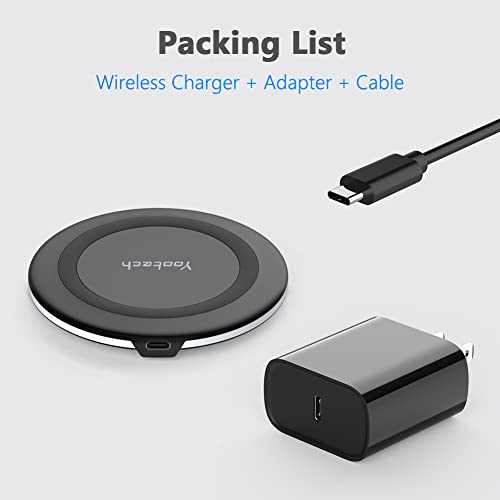 yootech Wireless Charger, 10W Max Wireless Charging Pad with Quick Adapter, Compatible with iPhone 14/14 Plus/14 Pro/14 Pro Max/13/13 Mini/SE 2022/12/11/X/8,Samsung Galaxy S22/S21/S20,AirPods Pro 2