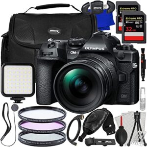 Ultimaxx Essential OM SYSTEM OM-1 Mirrorless Camera w/ 12-40mm f/2.8 Lens Bundle - Includes: 2x 32GB Extreme Pro SDXC’s, 3PC Protective Filter Kit, Ultra-Bright LED Light Kit & Much More (29pc Bundle)