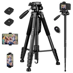 tripod for camera, 72 inch tall camera tripod & monopod with remote, professional heavy duty tripod stand for dsrl cameras, cell phones, ipad, compatiable with canon, nikon, sony