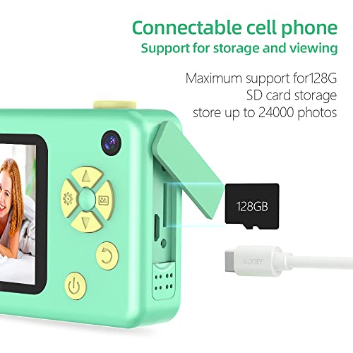 Kids Digital Camera, FHD 1080P Digital Camera for Kids with 32GB SD Card 8X Zoom Compact Point and Shoot Digital Camera, Portable Mini Kids Camera for Teens Students Boys Girls Tweens - Green