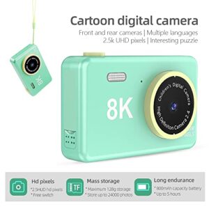 Kids Digital Camera, FHD 1080P Digital Camera for Kids with 32GB SD Card 8X Zoom Compact Point and Shoot Digital Camera, Portable Mini Kids Camera for Teens Students Boys Girls Tweens - Green