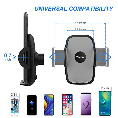 Tewiky Updated Hands-Free Car Phone Mount, Car Phone Holder with Powerful Suction Cup for Car Dashboard and Windshield, Compatible with All Cell Phones