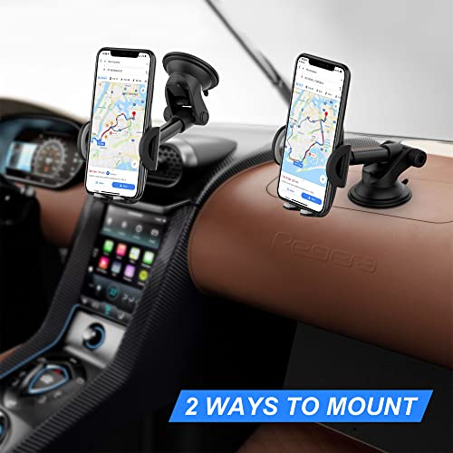 Tewiky Updated Hands-Free Car Phone Mount, Car Phone Holder with Powerful Suction Cup for Car Dashboard and Windshield, Compatible with All Cell Phones