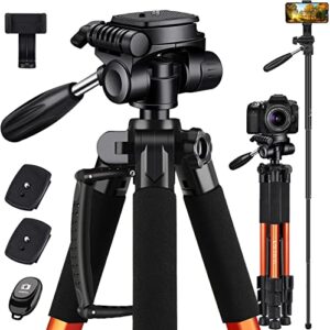 victiv 72 inch camera tripod, tall tripod for camera cell phone, heavy duty camera tripod stand, professional aluminum monopod, compatible with dslr cameras, binocular, spotting scopes – orange