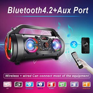 Portable Bluetooth Speaker with Subwoofer, Wireless Speakers with Booming Bass, FM Radio, RGB Lights, EQ, Stereo Sound, 10H Playtime, 30W Loud Speaker for Home, Outdoor, Party, Camping, Travel