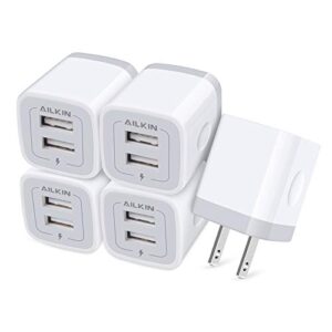 【5pcs】 usb plug, wall charger fast charging block, power adapter cube 2 port charge travel brick cell quick chargers box cargador for iphone 14 13 12 se 11pro max samsung galaxy lg ipad x 8 7 6 plus