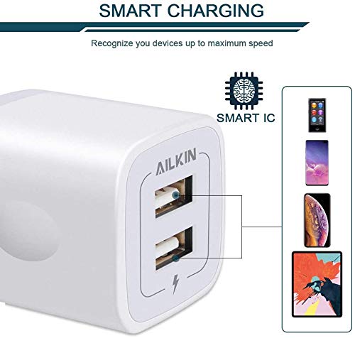 【5Pcs】 USB Plug, Wall Charger Fast Charging Block, Power Adapter Cube 2 Port Charge Travel Brick Cell Quick Chargers Box cargador for iPhone 14 13 12 SE 11Pro Max Samsung Galaxy LG iPad X 8 7 6 Plus