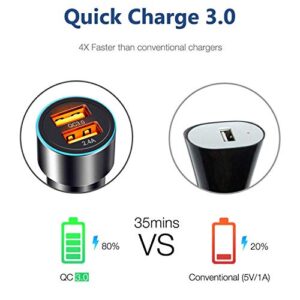 30W Fast Car Charger for LG K51 Q70 Wing K92 5G G8X G8 G7 V40 V50 V35 V60 Thinq,Stylo 6 5 5X 4,Q7 Plus,V30,Oneplus 10 Pro 5G/9 8 7T/Nord N200 N100,TCL 20S,2Port USB Adapter:Quick Charge 3.0+ Cord