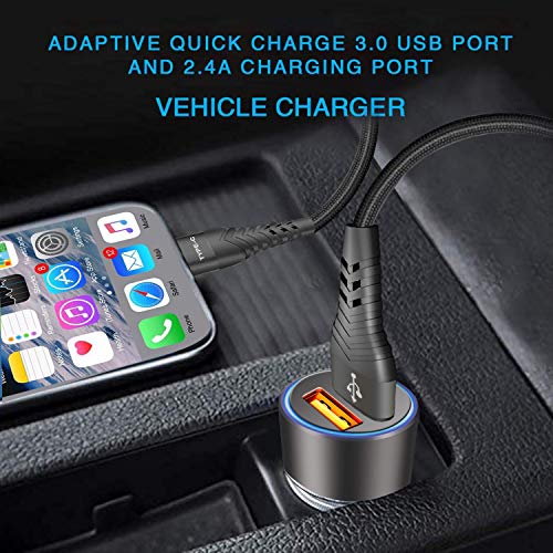 30W Fast Car Charger for LG K51 Q70 Wing K92 5G G8X G8 G7 V40 V50 V35 V60 Thinq,Stylo 6 5 5X 4,Q7 Plus,V30,Oneplus 10 Pro 5G/9 8 7T/Nord N200 N100,TCL 20S,2Port USB Adapter:Quick Charge 3.0+ Cord