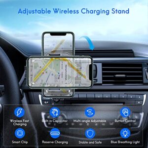 HUTANTOU Wireless Car Charger Mount, 15W Wireless Car Phone Charger Qi Fast Charging Vent Mount Wireless Charger Compatible with iPhone 13/13 Pro/12 Pro Max/12 pro/12/11/10/8 Series, Samsung Series