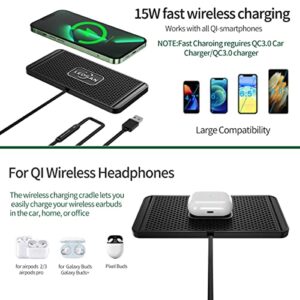 Wireless Charger,LEOSAN Wireless car Charger Charging pad 15w Non Slip qi Fast Charger for car Wireless Phone Charger for Android for iPhone 11/12/13/14 Pro Max Xs,Samsung Galaxy S20, S10+ Note 9，LG