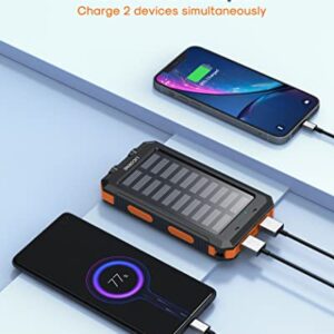 Solar Charger Power Bank Fast Charging - 30000mAh Portable Solar Phone Battery Panel Charger, QC3.0 Dual USB Port Battery Pack Charger Portable for All Cell Phones & Electronic Devices (Orange)