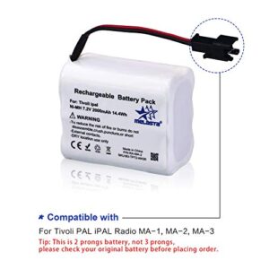 melasta 7.2V 2000mAh NI-MH Audio Replacement Battery Compatible with Tivoli PAL iPAL Radio (MA-1, MA-2, MA-3 Compatible 2 Wire)