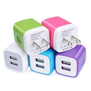 usb charger plug,wall charger,charging block,5-pack 2.1a/5v portable power cube charger adapter compatible for iphone 14/13/12/11 pro max/xs max/xr/x/8/7/6s/6 plus,samsung galaxy s23 s22 s21,lg,moto