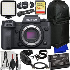 ultimaxx essential fujifilm x-h2 mirrorless camera bundle (body only) – includes: 64gb extreme memory card, spare battery, ultra-bright led video light, padded hand/wrist strap & more (23pc bundle)