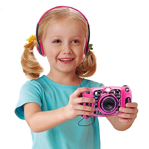 VTech Kidizoom Duo 5.0 Deluxe Digital Selfie Camera with MP3 Player and Headphones, Pink