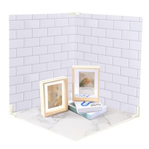 eoajafou 3pcs 24×24in photo backdrop boards white marble & white brick wall with 3pcs bracket for food photography background