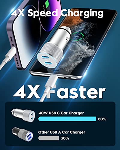 iPhone 14 13 Fast Charger [Apple MFi Certified], LUOSIKE 40W 2Port USB-C Car Charger + 20W USB C Wall Charger Block + 2 X 6FT Lightning Cable Fast Charging for iPhone 14 13 Pro Max Mini 12 11 XS, iPad