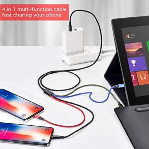 Multi Charging Cable MINLU [2Pack 6Ft] 4 in 1 Nylon Braided Multi Fast Charging Cord Multiple Charger Cable USB Cable Adapter IP/Type C/Micro USB Port for Cell Phones Tablets Samsung Galaxy PS & More