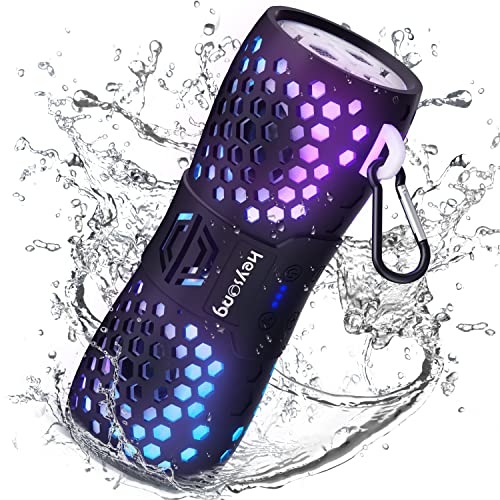 HEYSONG Portable Bluetooth Speaker, IPX7 Waterproof Wireless Speaker with LED Flashing Lights, Loud Sound & Bass, 2000mAh Battery, Travel Speakers for Pool, Beach, Kayak, Gifts for Men, Women