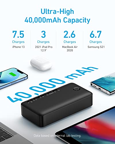 Anker Portable Charger, 347 Power Bank (PowerCore 40K), 40,000mAh 30W Battery Pack with USB-C High-Speed Charging, for MacBook, iPhone, Samsung Galaxy, iPad, and More