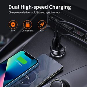 iPhone Car Charger - UNBREAKcable [Apple MFI C89 Certified] 24W Fast Car Phone Charger Cigarette Lighter Adapter with Coiled Lightning Cable for iPhone 14 13 12 11 Pro Max Mini SE Xs XR X 8 Plus iPad