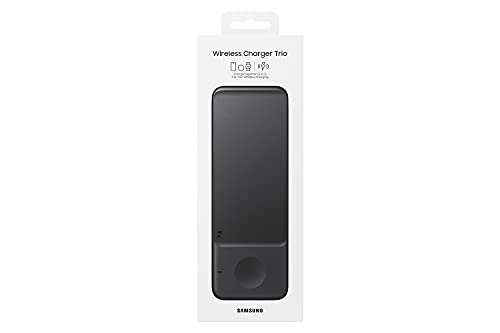 Samsung Electronics Wireless Charger Trio, Qi Compatible - Charge up to 3 Devices at Once for Galaxy Phones, Buds, Watches, and Apple iPhone Devices (Black)