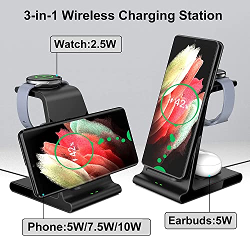 Wireless Charger, Samsung Charging Station for Samsung Galaxy S23 Ultra S23+ S22 Ultra S21 Z Fold 4, Samsung Watch Charger for Galaxy Watch 5 5 Pro 4 3, Wireless Android Charger for Galaxy Buds 2 Pro