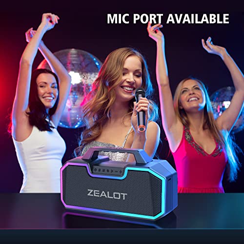 ZEALOT Bluetooth Speakers, 80W Speakers Bluetooth Wireless with Dual Paring,IPX7 Waterproof Speaker with 14,400MAh Big Battery,50H Playtime,Stereo,Party, Beach Portable Speaker,Black