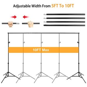 Background Stand-Moclever 6.5x10ft Adjustable Photo Backdrop Support System Kit with Carry Bag-Photography Photo Video Studio-Photo Video Shooting