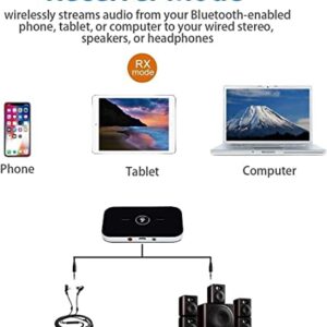 Bluetooth Transmitter Receiver, 2-in-1 Wireless Bluetooth Audio Adapter, 3.5mm AUX RCA Adapter, RCA Bluetooth Adapter for TV/Car/PC/Headphones Home Stereo System