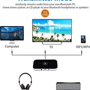 Bluetooth Transmitter Receiver, 2-in-1 Wireless Bluetooth Audio Adapter, 3.5mm AUX RCA Adapter, RCA Bluetooth Adapter for TV/Car/PC/Headphones Home Stereo System