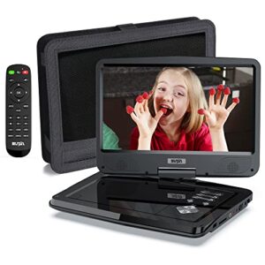 SUNPIN 12.5" Portable DVD Player with 10.1'' Eyesight Protective Swivel Screen, Car Headrest Holder, Dual Earphones Jack, 5-Hour Rechargeable Battery, Support USB/SD Card/Sync TV/Multiple Disc Formats