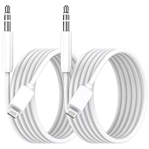 2 Pack iPhone Aux Cord for Car, Apple MFi Certified Lightning to 3.5 mm Headphone Jack Adapter Male Aux Stereo Audio Cable Compatible with iPhone 13 12 Pro Max 11 Pro Max XS XR X 8 7 Plus i Pad, 3.3ft