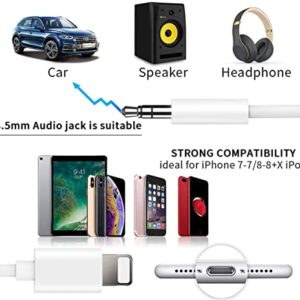 2 Pack iPhone Aux Cord for Car, Apple MFi Certified Lightning to 3.5 mm Headphone Jack Adapter Male Aux Stereo Audio Cable Compatible with iPhone 13 12 Pro Max 11 Pro Max XS XR X 8 7 Plus i Pad, 3.3ft