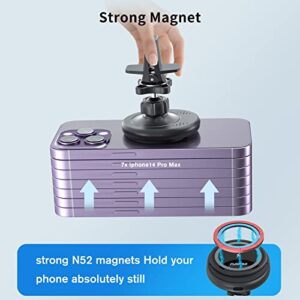 PLDHPRO Magnetic Wireless Car Charger for Magsafe Mount iPhone14/ 13/12 Pro/Pro Max/Mini, [Super Magnetic Attraction], One-Handed Rotation Fast Charging Car Air Vent Mount and Dashboard Phone Holder