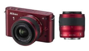 nikon 1 j2 compact system camera with 10-30mm and 30-110mm double lens kit – red (10.1mp) 3 inch lcd