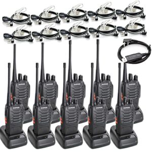 baofeng bf-888s two way radio long range 16 ch baofeng radio and tenway covert air acoustic tube earpiece (pack of 10)