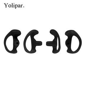 Yolipar Replacement Soft Silicone Eardud Earmold for Walkie Talkie Audio kit Air Acoustic Tube Earpiece Headset (Black, Medium(2 Pairs))