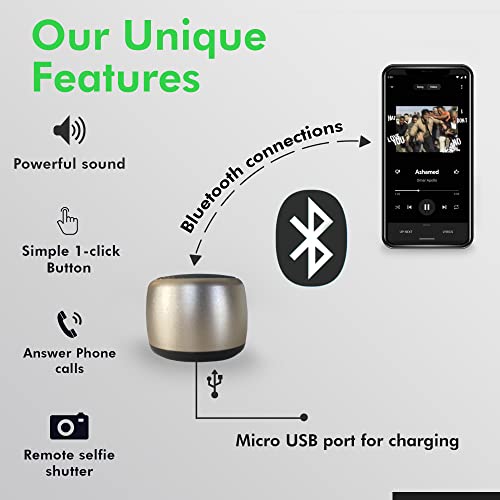 Best Mini Portable Bluetooth Speaker I Smallest Bluetooth Speaker with HD Sound & Bass I Wireless Bluetooth Speakers for Phone/PC/Tablet I Photo Selfie Button Answer Phone Calls I Cute Tiny Speaker
