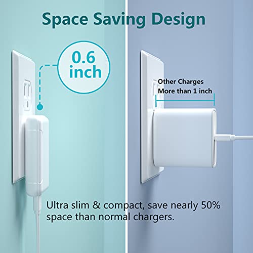 Flat USB Wall Charger, Costyle 3 Pack 18W Quick Fast Charge 3.0 Slim USB Wall Plug Adapter Fast Charging Block with Foldable Plug Compatible for iPhone 11 XR 8 Plus, Samsung Galaxy S10 S9 (White)