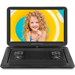 𝗝𝗘𝗞𝗘𝗥𝗢 19.6″ portable dvd player with 17.1″ large hd screen, 5 hours battery dvd player portable with car charger, kids portable dvd player support all region discs, usb and sd card, sync tv