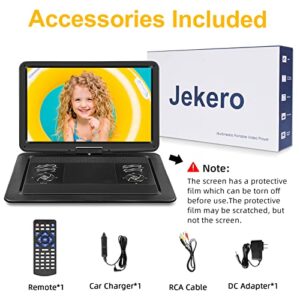 𝗝𝗘𝗞𝗘𝗥𝗢 19.6" Portable DVD Player with 17.1" Large HD Screen, 5 Hours Battery DVD Player Portable with Car Charger, Kids Portable DVD Player Support All Region Discs, USB and SD Card, Sync TV